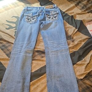 Platinum Plush New Worn Once Embellished Pocket Flare Jeans for Women Size 5